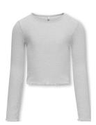 Kognella L/S O-Neck Top Jrs Noos Tops T-shirts Long-sleeved T-Skjorte Grey Kids Only