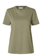 Slfmyessential Ss O-Neck Tee Noos Tops T-shirts & Tops Short-sleeved Khaki Green Selected Femme