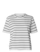 Slfessential Ss Striped Boxy Tee Noos Tops T-shirts & Tops Short-sleeved White Selected Femme