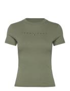 Tjw Slim Tonal Linear Tee Ext Tops T-shirts & Tops Short-sleeved Green Tommy Jeans