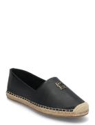 Th Logo Leather Espadrille Espadrillos Flade Sandal Black Tommy Hilfiger