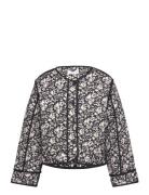 Printed Quilted Jacket Outerwear Jackets & Coats Quilted Jackets Black Mango