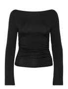 Soft Touch Boatneck Top Tops T-shirts & Tops Long-sleeved Black Gina Tricot