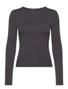 Soft Touch Crew Neck Top Tops T-shirts & Tops Long-sleeved Grey Gina Tricot