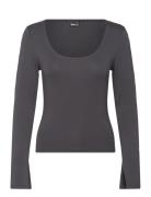 Soft Touch Jersey Top Tops T-shirts & Tops Long-sleeved Grey Gina Tricot