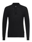 Maklint Z Heritage Tops Knitwear Long Sleeve Knitted Polos Black Matinique