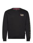 Camo Sleeve Crewneck Tops Sweatshirts & Hoodies Sweatshirts Black Alpha Industries