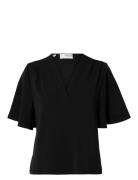 Slftenny Ss V-Neck Top Noos Tops T-shirts & Tops Short-sleeved Black Selected Femme