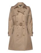 Double-Breasted Cotton-Blend Trench Coat Trenchcoat Frakke Beige Lauren Ralph Lauren