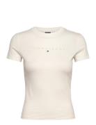 Tjw Slim Tonal Linear Tee Ext Tops T-shirts & Tops Short-sleeved Cream Tommy Jeans