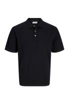 Jjeemil Knit Relaxed Polo Ss Sn Tops Polos Short-sleeved Black Jack & J S