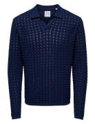 Onsantonio Ls 12 Resort Crochet Polo Tops Knitwear Long Sleeve Knitted Polos Navy ONLY & SONS