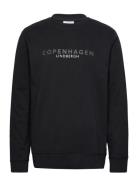 O-Neck Printed Sweat Tops Sweatshirts & Hoodies Hoodies Black Lindbergh