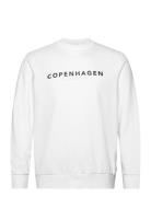 O-Neck Printed Sweat Tops Sweatshirts & Hoodies Hoodies White Lindbergh