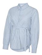 Mlleticia Lia L/S Wo Stripe Shirt 2F Tops Shirts Long-sleeved Blue Mamalicious