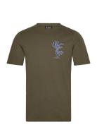 Left Chest Artwork T-Shirt Tops T-Kortærmet Skjorte Khaki Green Scotch & Soda