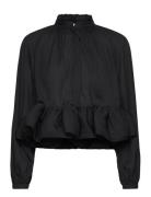 Alva Frill Detailed Cropped Blouse Designers Blouses Long-sleeved Black Malina