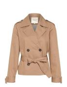 Crrea Crop Trenchcoat Trenchcoat Frakke Brown Cream