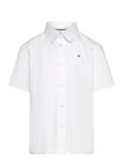 Stretch Oxford Shirt Ss Tops Shirts Short-sleeved Shirts White Tommy Hilfiger