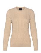 Organic Cotton Cable Knitted Sweater Tops Knitwear Jumpers Beige Lexington Clothing