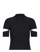 Ribbed Performance Cut-Out Top Sport Women Sport Clothing Sports Tops & T-shirts Sport T-Skjorte Black Aim´n