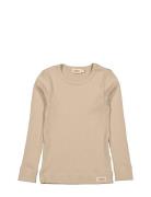 Plain Tee Ls Tops T-shirts Long-sleeved T-Skjorte Beige MarMar Copenhagen