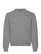 Crewneck Knit Cashmere Blend Tops Knitwear Round Necks Grey HAN Kjøbenhavn