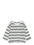 100% Cotton Striped T-Shirt Tops T-shirts Long-sleeved T-Skjorte Green Mango