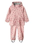 Nmfdry10 Rain Set Aop Fo Outerwear Rainwear Rainwear Sets Pink Name It