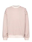 Striped Cotton-Blend Sweatshirt Tops Sweatshirts & Hoodies Sweatshirts Pink Mango
