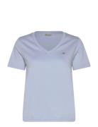 Reg Shield Ss V-Neck T-Shirt Tops T-shirts & Tops Short-sleeved Blue GANT