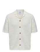 Onsthiago Ovz 7 Ss Resort Crochet Shirt Tops Knitwear Short Sleeve Knitted Polos White ONLY & SONS