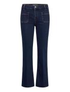 Flared Cropped Jeans With Pockets Bottoms Jeans Straight-regular Blue Mango