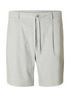 Slhregular-Leroy Pleat Shorts Noos Bottoms Shorts Chinos Shorts Grey Selected Homme