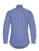 Slim Fit Garment-Dyed Oxford Shirt Tops Shirts Casual Blue Polo Ralph Lauren