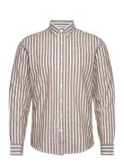 Wide Striped Cotton/Linen Shirt L/S Tops Shirts Linen Shirts Beige Lindbergh