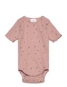 Tnsbodelia S_S Rib Body Bodies Short-sleeved Pink The New