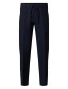 Slh196-Straight Leroy Linen Bld Pnt Noos Bottoms Trousers Chinos Navy Selected