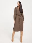 Only - Langærmede kjoler - Brown Lentil - Onlcaro Ls Linen Bl L Shirt Dress C - Kjoler - Long sleeved dresses