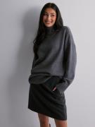 Selected Femme - Mininederdele - Dark Grey Melange - Slfmercy-Ula Hw Mini Wool Skirt - Nederdele