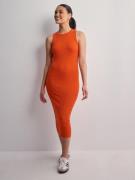 Vero Moda - Pencilkjoler - Tangerine Tango - Vmlavender Sl O-Neck Calf Dress Vma - Kjoler