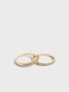 Pieces - Ringe - Gold Colour Clear Stones - Fpanie M 2-Pack Ring Plated Sww - Smykker