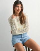 Pieces - Hvid - Pcsiri Ls Short Boatneck Knit Bc