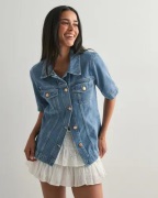 Only - Blå - Onlthalia Ss Fitted Dnm Shirt Cro