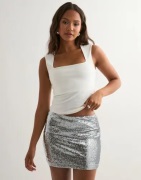 Only - Sølv - Onlsimone Short Sequins Skirt Jrs