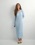 Pieces - Blå - Pcflora Ls Midi Dress Jrs Noos Bc