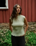 Nelly - Grøn - Pleated Turtleneck Top