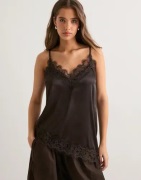 Pieces - Brun - Pcnomi Strap Satin Lace Top Wvn D2D