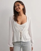 Vero Moda - Hvid - Vmmymilo L/S Tie-Detail Top Wvn Ga