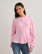 Pieces - Pink - Pcsilly Ls Puff Knit Cardigan Noos